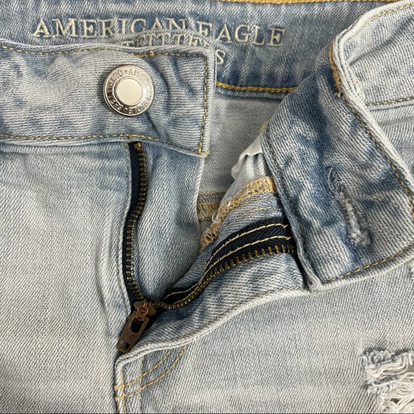 American Eagle Crochet Lace Hem Distressed Denim Shortie Shorts Jean Short - Picture 11 of 15